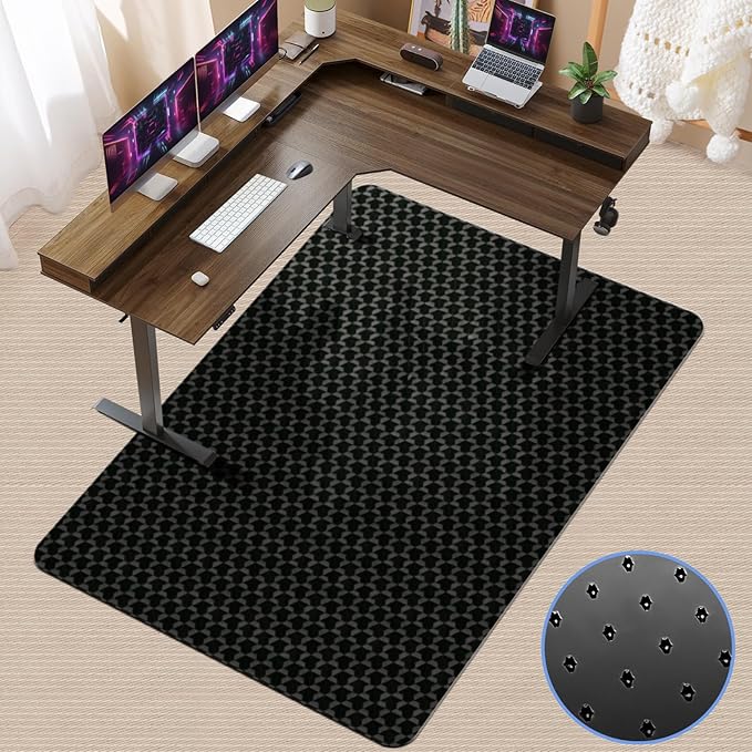 Vicwe Office Chair Mat for Carpet, 63" x 51"Anti-Slip Waterproof Floor Protector Desk Chair Mat for Rolling Chairs, Heavy Duty Chair Mat with Studs,Easy Glide Floor Mat for Home,Gaming