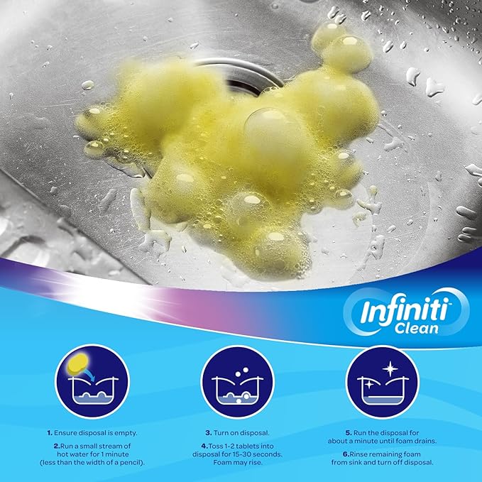 Garbage Disposal Cleaner and Deodorizer Tablets - Kitchen Sink Cleaner and Deodorizer, Septic Safe, Lemon Scent, Removes Odor-Causing Residues (12 Pack)
