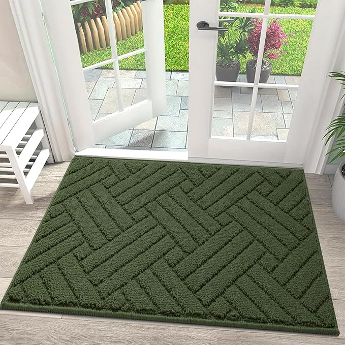 Door Mat Indoor Doormat, Entryway Rug Door Mats Non-Slip Rubber Backing, Low-Profile Entrance Rugs, Absorbent Resist Dirt Doormats Washable Floor Door mat for Entryway,Green 20"x31.5"