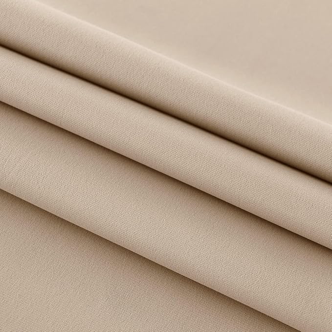 DWCN French Door Curtains – Rod Pocket Thermal Blackout Curtain for Doors with Glass Window, Kitchen and Patio Doors for Privacy, 54 X 80 Inches Long, 1 Curtain Panel with Tieback, Beige