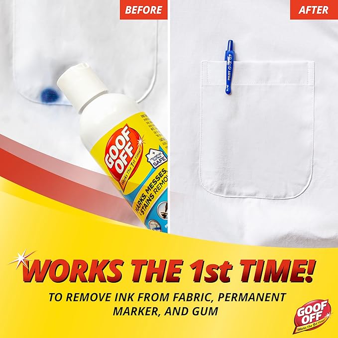 Goof Off Marks, Messes & Stains Remover, 8 fl. oz. Spray, Household Surface Safe, Removes Spots and Stains from Plastics, Fabric, and Clothing, Ideal for Households with Kids