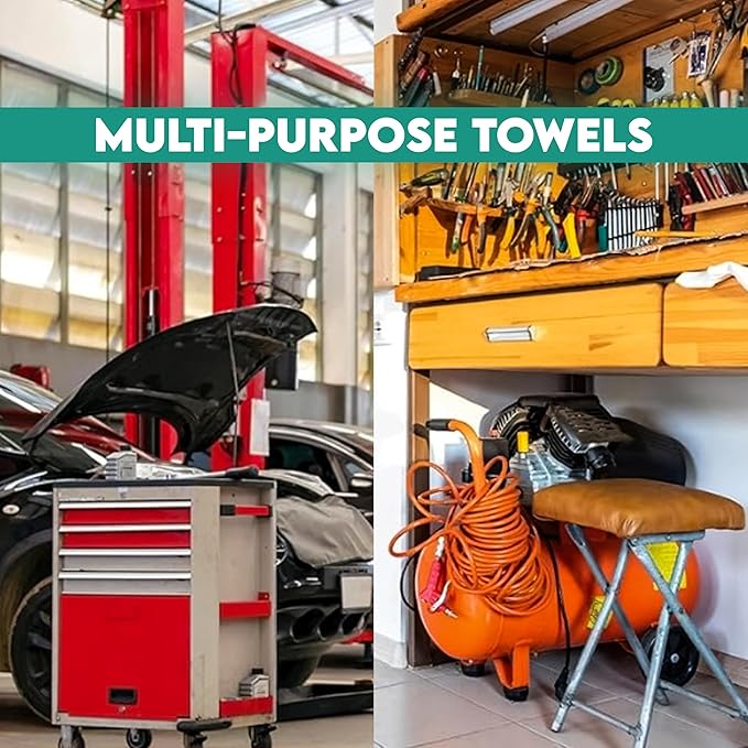 ZUPERIA Cotton Shop Towel – Multipurpose Cleaning Cloths (14" x 12" - Pack of 100 - Red) Reusable Shop Rags for Automobiles, Industrial, Restaurants, Garage, and Homes