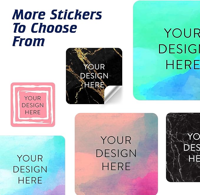 100 Custom Vinyl Stickers - Upload Your own Image, Text, Design, Logo - Personalized Logo Labels for Handmade, Packaging, Bottle, Jars, Candle, Brand Stickers (Black Gold Marble, 4x4 Square)