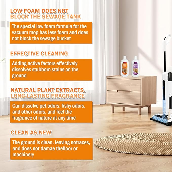 Floor Cleaning Solution for Multiple Hard Floors - 34 fl oz Floor Cleaner, For All Robot Vacuums with Mopping and Cordless Wet/Dry Vacuum Mops, Deep Clean for Tile, Wooden Floor, Laminate (Lavender)