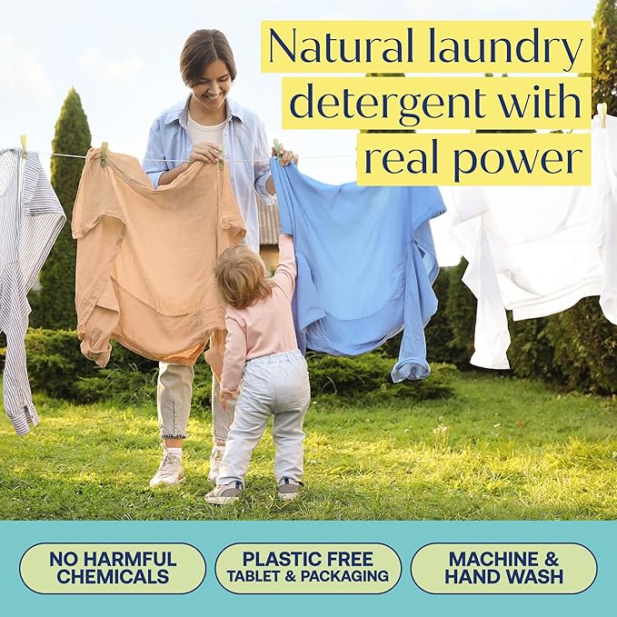 Fab Tab Laundry Detergent Tablets, Plant-Based Formula, Removes Tough Stains, Plastic-Free Alternative to Pods, All Washing Machines (12 Count, Floral)