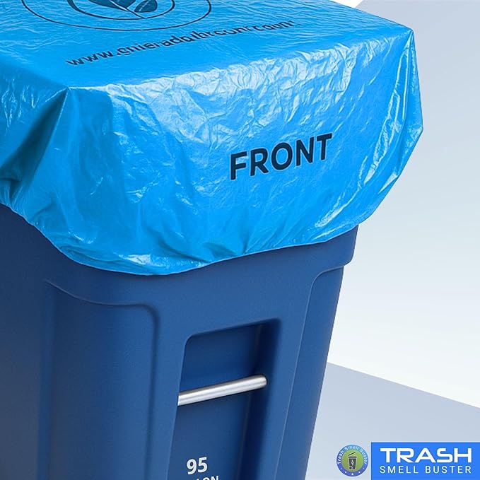 | Odor Eliminating Trash Can Cover for 95 Gallon Outdoor Bins | Lemon Scented with Elastic Band | Eliminates Trash Odor Naturally | 1 Durable Cover