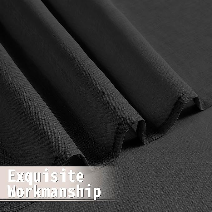 Tollpiz Sheer Door Curtains Closet Linen Textured Curtain Sheers Doorway Light Filtering Voile Patio Glass Door Rod Pocket Curtains French Door, 54 x 80 inches Long, Black, Set of 1 Panel