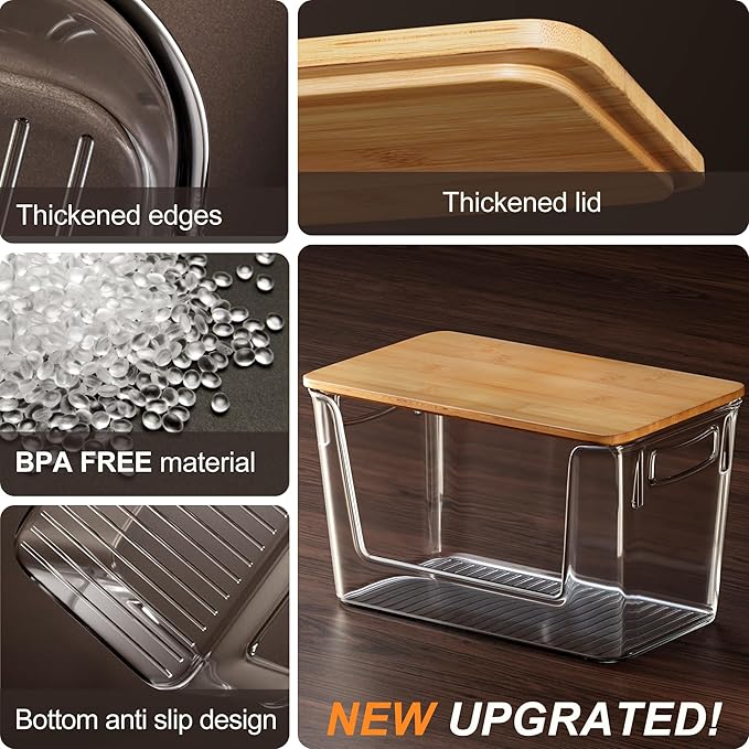 Pantry Organizers Storage, 2 Pack Stackable Kitchen Counter Bins for Onion Potato Garlic, Fruit Vegetable Produce Storage Space-Saving Countertop Organizer (12" x 7" x7")