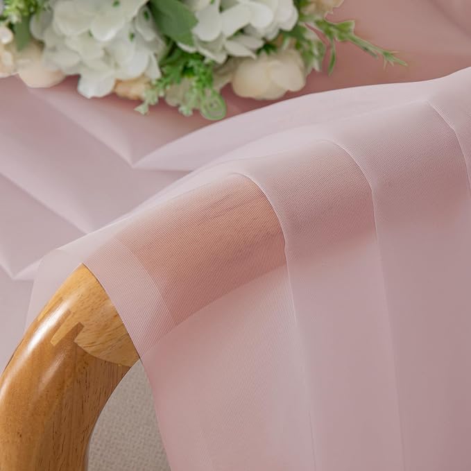 Chyhomenyc Sheer Blush Pink Curtains 90 inches Long 2 Panels, Light Filtering Soft Airy Solid Elegant Voile Window Treatment Drapes for Bedroom Living Room Wedding Party Decor, 42 Wx90 L Inches