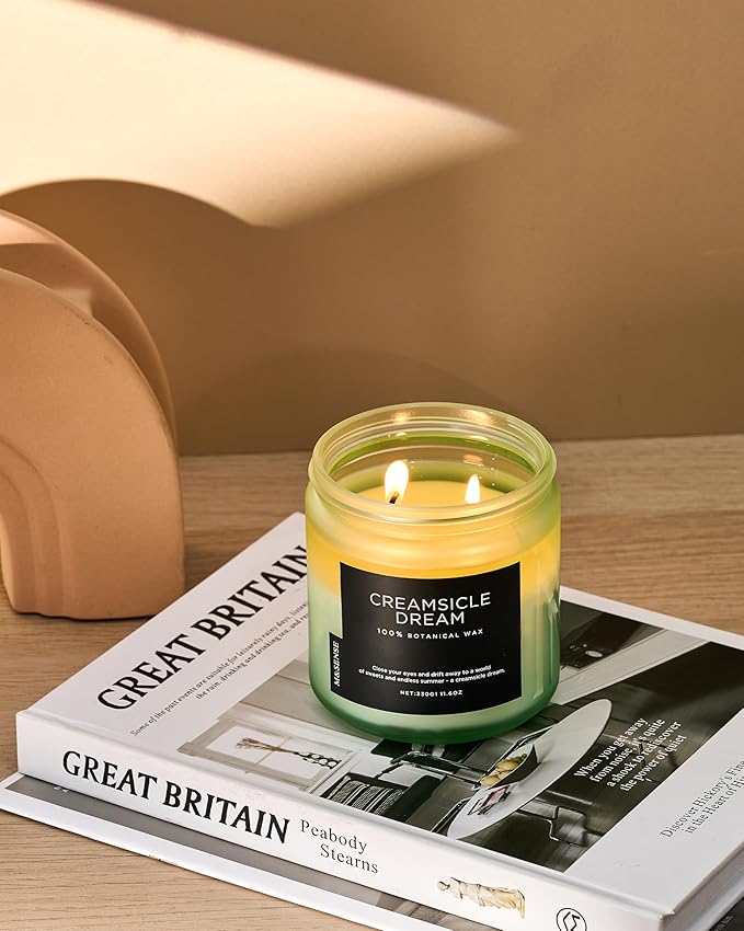 M&SENSE Orange Creamsicle Summer Scented Candle - 11.6oz Clean Non Toxic Natural Soy Wax 70-Hour Slow Burning Candle, 2-Wick Long Lasting Home Fragrance Gifts for Housewarming & Anniversaries