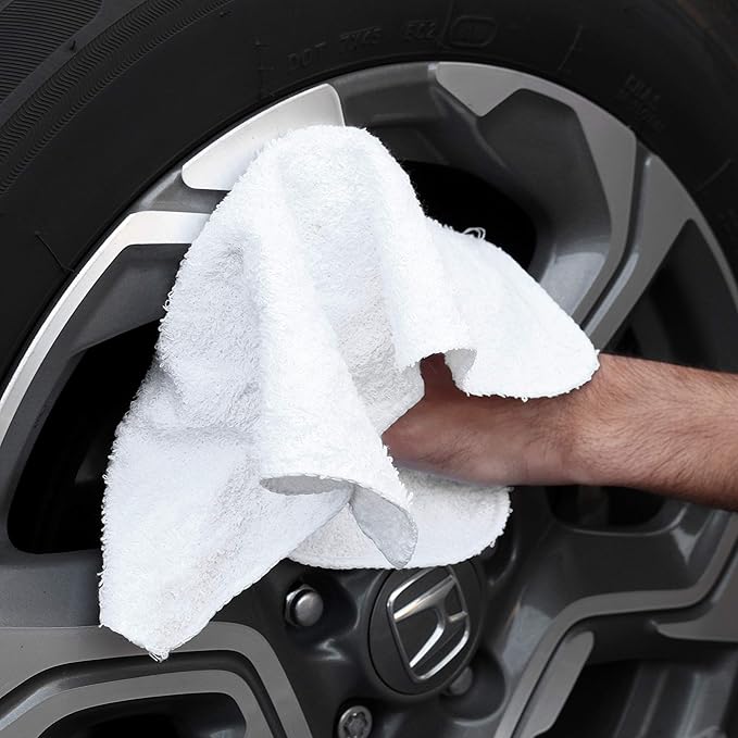 Arkwright W11 Terry Cloth Towels for Cleaning - Soft Cotton Blend Washable Multi-Purpose Bar Mop, Absorbent & Quick Dry, Bag of Rags for Kitchen, Auto Shop, and Garage, 10 lb, White