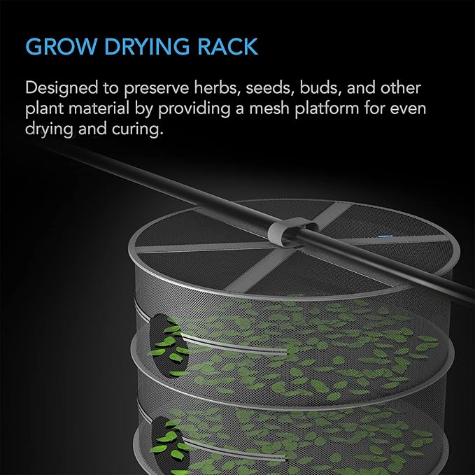 AC Infinity Herb Drying Rack, 4-Layer Hanging Mesh Net for Plants, Seeds, and Buds, 24" Diameter Fit in Grow Tents Closets Hydroponics