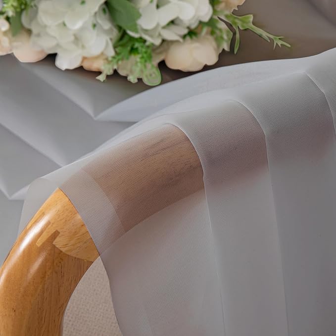 Chyhomenyc Light Grey Sheer Curtains 72 Inch Length 2 Panels, Light Filtering Soft Airy Rod Pocket Voile Window Curtain Drapes for French Door Bedroom Living Room, Each 42Wx72L Inches