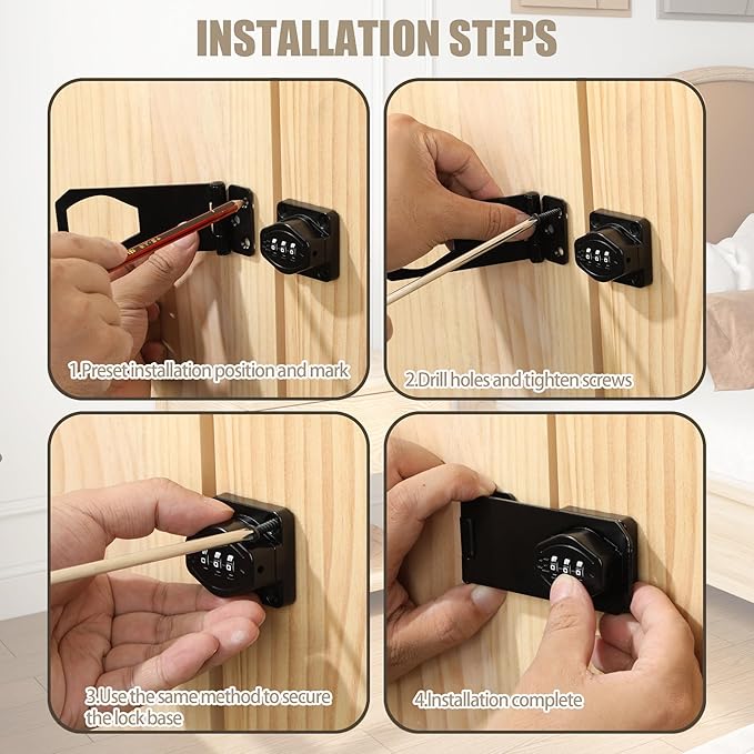 Password Rotary Hasp Locks, Digit Combination Lock Door Security Slide Latch Door Lock for Drawers, File Cabinets, Cabinets, Interior Doors, Barns, Garage Doors, Fence (5 Inch)