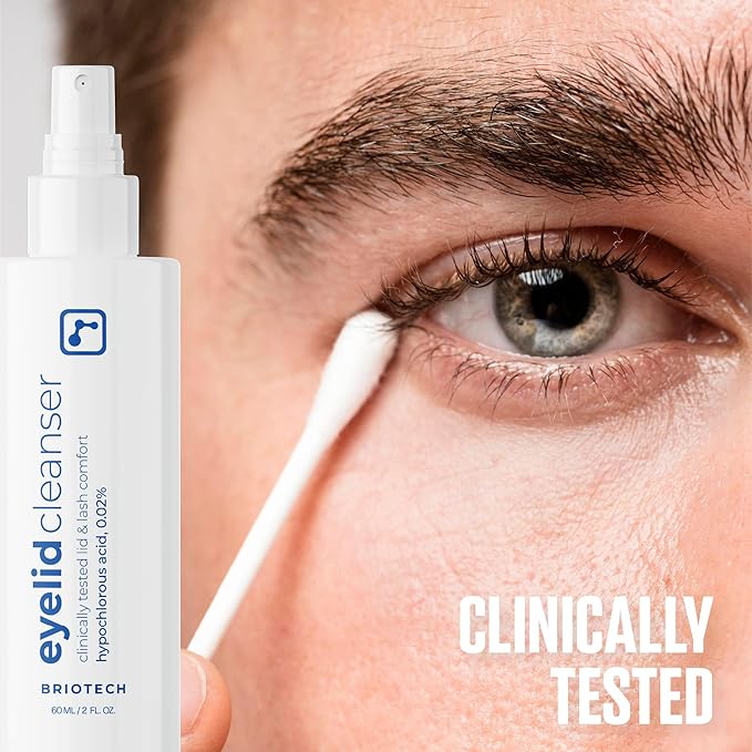 BRIOTECH Eyelid Cleanser, Hypochlorous Acid Spray, Lid & Eyelash Cleanser, Soothe Sensitivities, Calm Redness & Bumps, Support Against Irritation, Vegan, Travel Size 2 Fl oz (2 Pack)