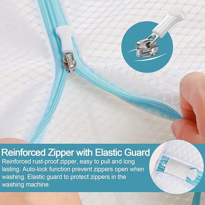 Polecasa 3Pcs Extra Durable 125g Diamond Mesh Laundry Bags with Sturdy Zipper for Delicates, Protect Clothes in Washing Machine, Laundry Room Essentials for College, Dorm (1 Large, 1 Medium, 1 Small)