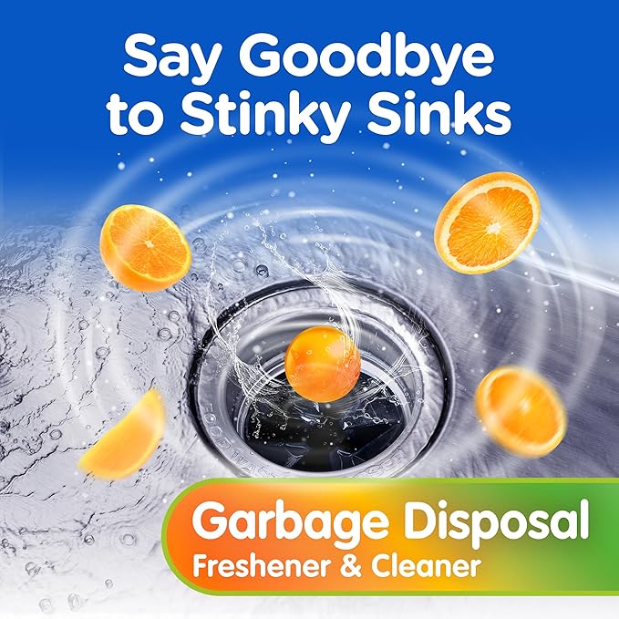 COMPAC HOME Plink Garbage Disposal Cleaner and Deodorizer, Air Fresheners for Garbage Disposal, Orange Scent, Home Cleaning Products for Kitchen Sink and Clogged Drains, Pack of 2 - 40 Count Total