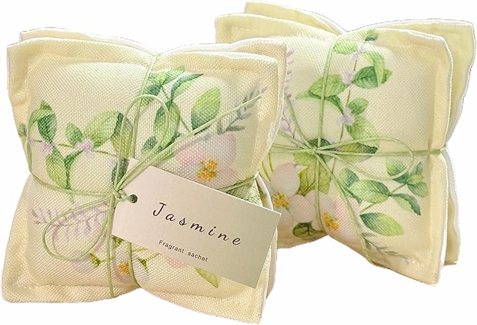 AUCUDA Mother's Day Jasmine Scented Sachet Bags for Drawers and Closets Decorations, Potpourri Packets for Women Clothes Storage, Spring Wedding Fragrance Pillow, Bedroom Indoor Fresheners.