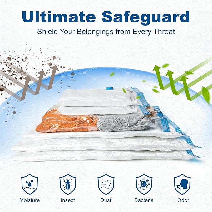 HOUSE DAY 22 Pack Vacuum Seal Bags For Clothing Travel, 80% Space Saving Travel Vacuum Bags with Electric Pump, Vacuum Storage Bags For Clothes, Comforters, Blankets, Moving, Storage & Organization