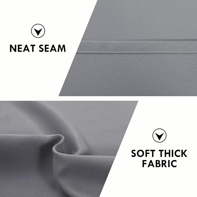 DWCN Blackout Curtains for Living Room Thermal Insulated, Energy Saving & Noise Reducing Bedroom Curtains, Grey, W 70x L 63 Inch, Set of 2 Rod Pocket Curtain Panels