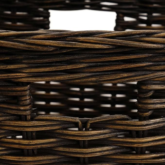 The Basket Lady Tall Rectangular Wicker Storage Basket, Medium, 20 in L x 13 in W x 11 in H, Antique Walnut Brown