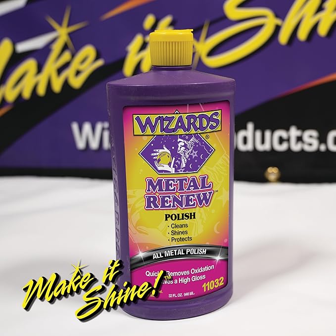 Wizards Metal Polish Cream Metal Renew - Cleans, Shines and Protects All Metals - Cream Fast-Cut Polish and Stainless Steel Cleaner - High Gloss Metal Polish - 32 oz