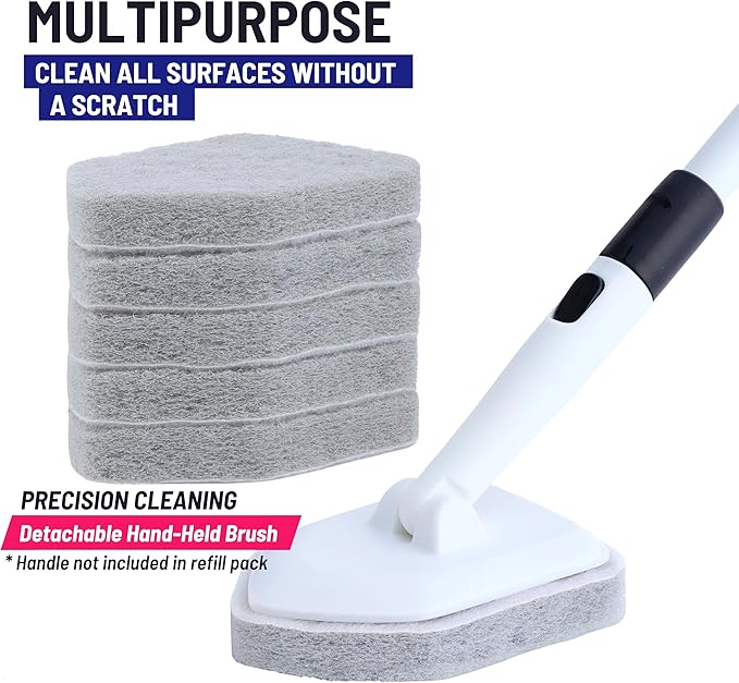 Replacement Scrubber Refill for Moku Home Extendable Tub Tile Shower Brush for Cleaning Non-Scratch (5X Scrubber Sponge Gray)