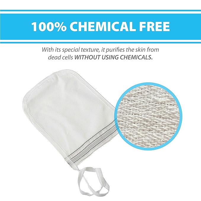 Turkish Exfoliating Gloves – Face & Body Exfoliation Mitts - Bath Hammam Spa Exfoliator Kese Glove - Body Scrub Glove to Remove Dead Skin – Brighten & Soften Skin – 4Pcs (White & Black)