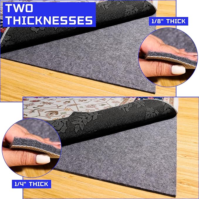 Waterproof Non-Slip 1/4” Extra Thick 10x14 ft Rug Pad for Large Area Rugs Durable Felt Floor Protection pad for All Floors, Suitable for Cutting. Rug Pads Keep Rugs in Place and Provide Cushioning