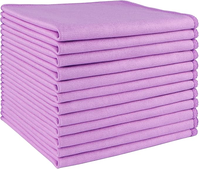 HOMEXCEL Microfiber Glass Cleaning Cloth 12 PK, Lint Free Streak Free, Reusable Cleaning Cloth for Cleaning Windows, Glasses, Mirrors, Screens, Stainless Steel, and More Purple-12”×12”