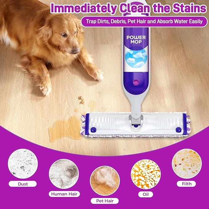 20-Pack Disposable Microfiber Power Mop Pad Refills Compatible with Swiffer Power Mop Refills,Replacement Pads for Swiffer Wet Pads Refill,Non-Washable & Unscented