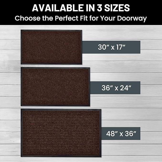Sierra Concepts Front Door Mat Welcome Floor Mats - Entryway Indoor Outdoor Entrance Doormat, Patio, Porch, Muddy Shoe, Inside Outside Low Profile, 30x17 inches, 2-Pack Dark Brown