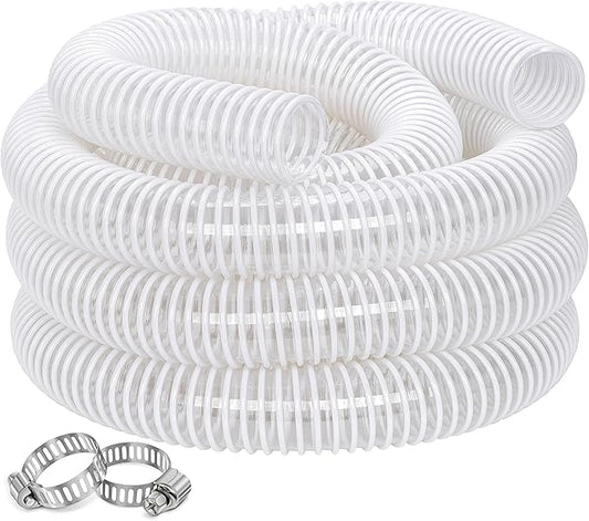 Dust Collection Hose 2 in × 10 ft Heavy Duty Clear Flexible PVC Reinforced Thicken Helix Suction Discharge Corrugated Pipe Hose for Fume Dust Collector Fitting Wood Chip Saw