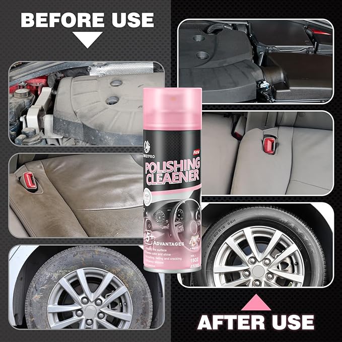 Interior Cleaner and Protectant, 15 Fl Oz Polishing Cleaner Car Interior Spray - Repels Dust & Staining, Restores & Protects Plastic, Vinyl, Leather Seats, Carpet - UV Guard, Anti-Aging