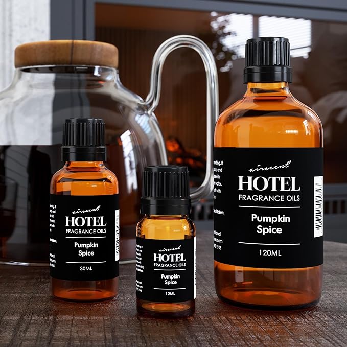 AirScent Pumpkin Spice Diffuser Oil - Pumpkin Spice Fragarnce Oil Blend for Ultrasonic and Waterless Diffusers and Crafting - 120 mL, 4 fl oz Glass Bottle with Dropper Cap - Fall Scents