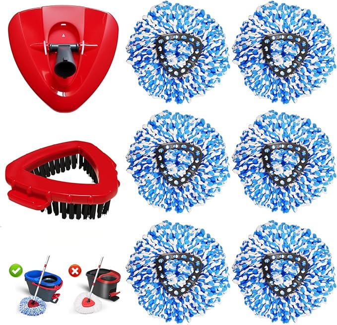 8-Pack Reusable Mop Head Replacement for O Cedar RinseClean 2-Tank System, Microfiber Spin Mop Refills Compatible with Vileda 2-in-1 Turbo Triangle