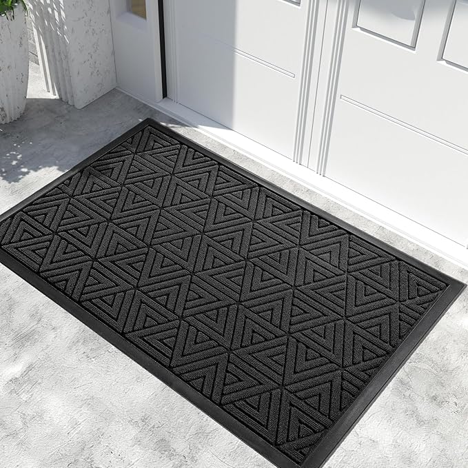 Yimobra Extra Large Door Mat 60x32, All-Weather Waterproof Non-Slip Welcome Matt Outdoor, Heavy Duty Non Slip Doormat for Entryway for Patio and Garage Indoor, Easy Clean, Black