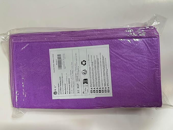 Microfiber Cleaning Cloth-24Pcs (13x13 inch) Ultra Soft Highly Absorbent Rags for Housekeeping-Machine Wash (Purple)