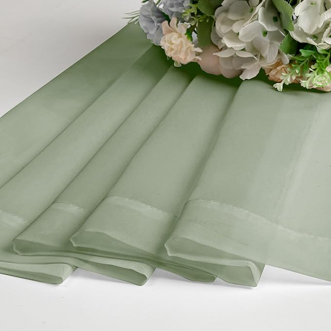 Chyhomenyc Sage Green Sheer Curtains 54 Inch Long 2 Panels Set, Short Rod Pocket Voile Drapes for Dinning Small Windows Bathroom Living Room Bedroom, Each 42Wx54L in, 2PCS, Sage Green