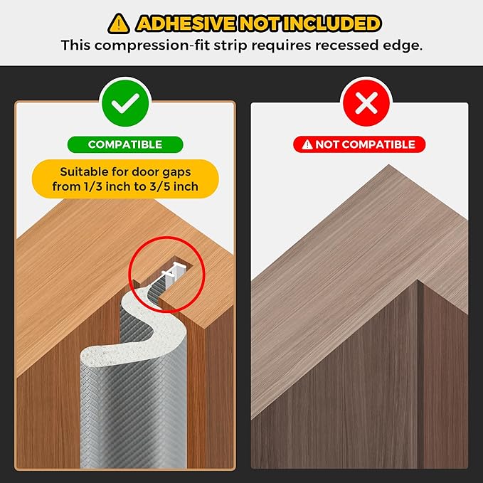 Weather Stripping Door Seal Strip Soundproof Q Foam Tape, Exterior Door Insulation Strip for Large Gap, Easy to Install(Grey, 26FT)