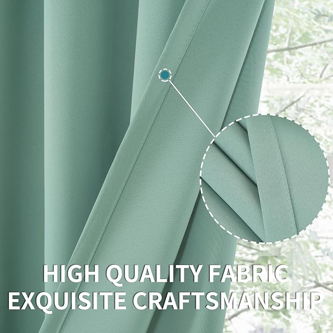 BGment Light Sage Blackout Curtains for Living Room 84 Inches Long - Rod Pocket Thermal Insulated Room Darkening Drapes for Bedroom Dining Privacy, 52 x 84 Inch, 2 Panels