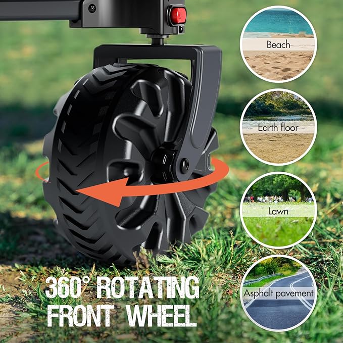 PORTAL Collapsible Folding Utility Beach Wagon Carts Heavy Duty with All Terrain Wheels for Outdoor, Camping, Garden, Shopping, Groceries, Foldable, Large Capacity, Portable, Black