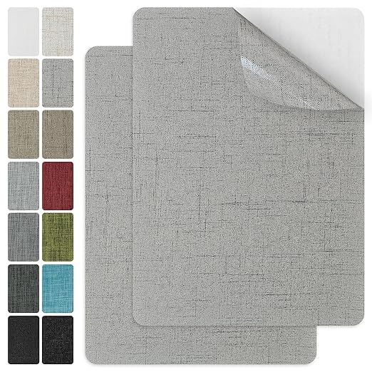 J.CARP 2Pcs Linen Repair Patches, Large Self-Adhesive Fabric Patch for Sofas, Couch, Furniture, Car Seats (8 * 11 inches-2PCS Floral Gray)