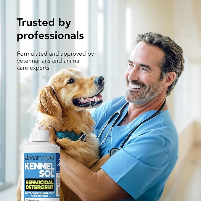 ATP KennelSol 1-Step Kennel Cleaner - 1 Pint Liquid Disinfectant, Effective Against Bacteria and Viruses, Deodorizer Wintergreen Scent by Alpha Tech Pet