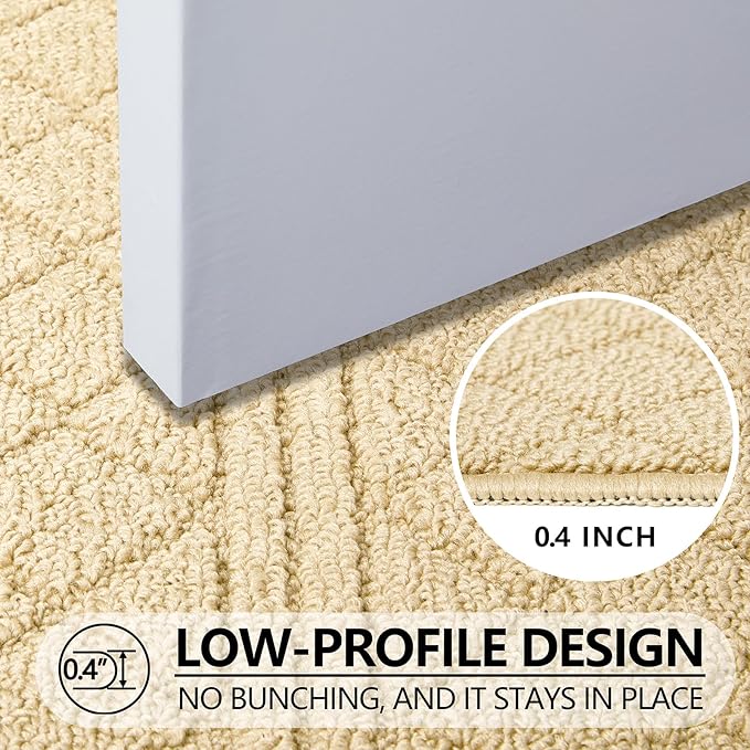 REFETONE Indoor Doormat, Front Back Door Mat 20"x32" Absorbent Rubber Backing Non Slip Door Mats, Low-Profile Resist Dirt Entrance Rugs, Machine Washable Door Rug Inside Floor Mat for Entryway, Golden