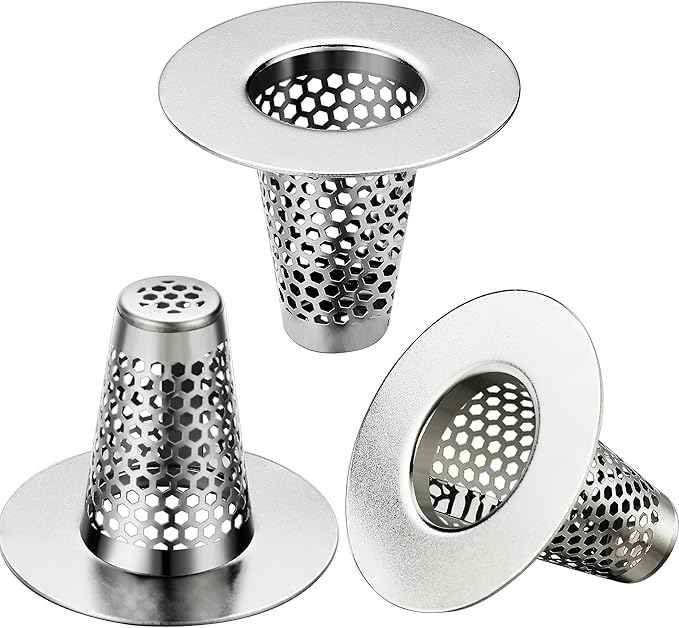 Bathroom Sink Drain Strainers for 1.1"-1.6" Depth Than 1.6" Drain Hole Catcher for Laundry, Utility, RV Sink.Small Conical Bathroom Sink Strainer Basket (0.94 inch Mouth Wide,3 Pcs)