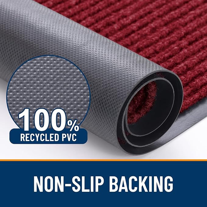 OLANLY Front Door Mat Indoor Outdoor Entrance, Waterproof Heavy Duty Doormat, Fade Resistant, Low Profile, Easy Clean Patio Porch Welcome Floor Mats for Entry, 29.5x17, Wine Red
