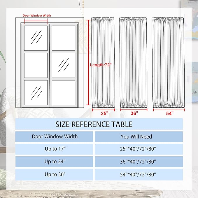 DWCN French Door Curtains – Rod Pocket Thermal Blackout Curtain for Doors with Glass Window, Kitchen and Patio Doors for Privacy, 25 X 72 Inches Long, 1 Curtain Panel with Tieback, Dark Grey