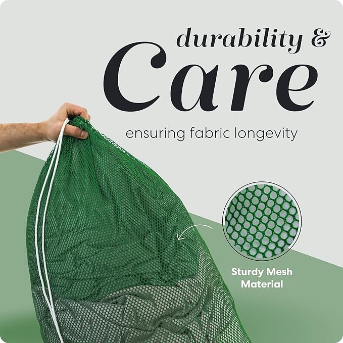 Handy Laundry Mesh XL Laundry Bags - Durable, Machine Washable with Secure Drawstring Closure - Perfect for College Dorms, Laundromats, Apartments (Green, Large 24" x 36")