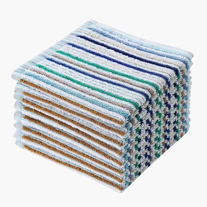 Oeleky Kitchen Dishcloths for Washing Dishes, Ultra Absorbent Dish Rags, Cotton Cleaning Cloths Pack of 8, 12x12 Inches